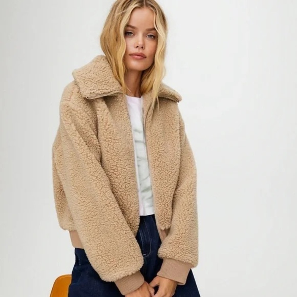 Wilfred Beige Sherpa Bomber Jacket
